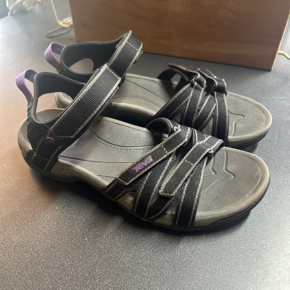 Teva Womens Tirra Sandal Size 7.5 Black Grey Purple Hiking Outdoors Summer